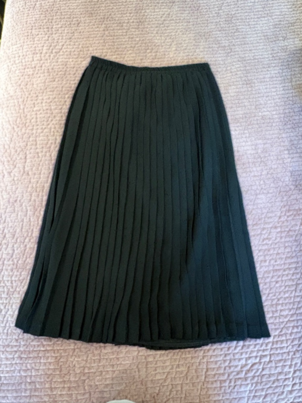 Vintage Black Pleated Midi Skirt